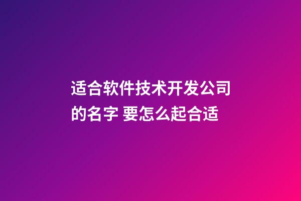 适合软件技术开发公司的名字 要怎么起合适-第1张-公司起名-玄机派